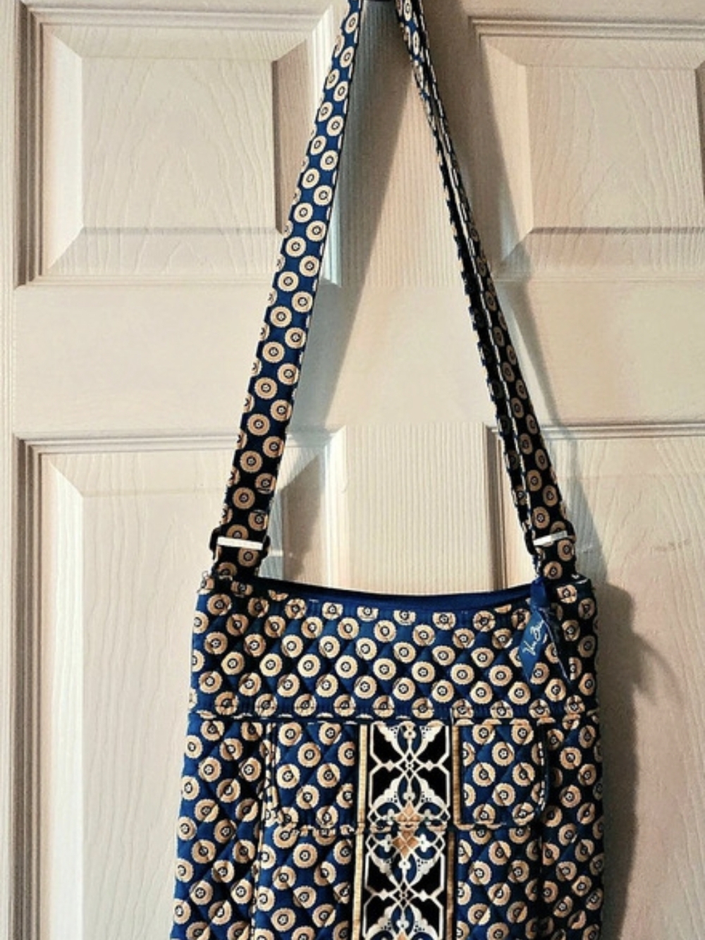 Vera Bradley Lighten Up Triple Zip Hipster Shoulder Bag Blue & Yellow